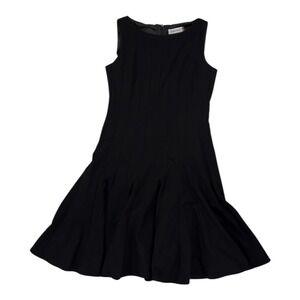 Calvin Klein Fit and Flare Dress 6P Black Sleeveless Panel LBD Cocktail Luxury